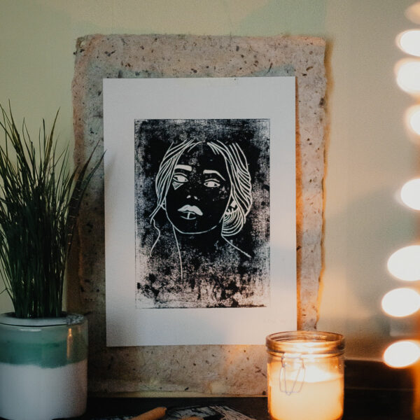 Linogravure Elle